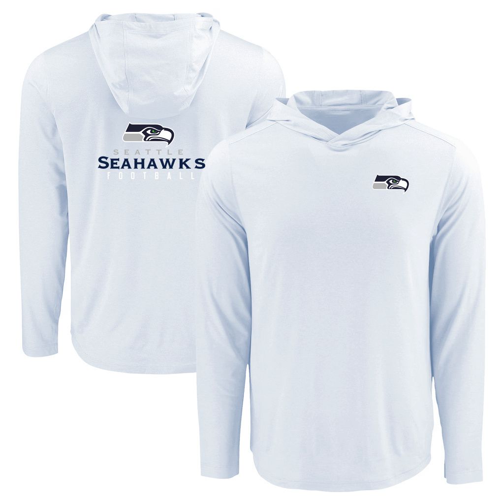 Men 2026 NFL Seattle Seahawks Hooded long sleeved T-shirt white 05
